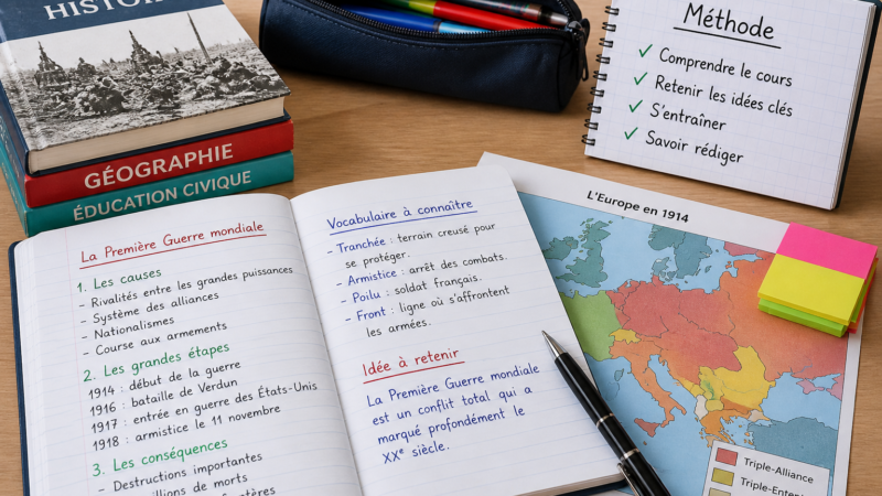 Réussir l’histoire-géo au collège : méthode simple pour progresser